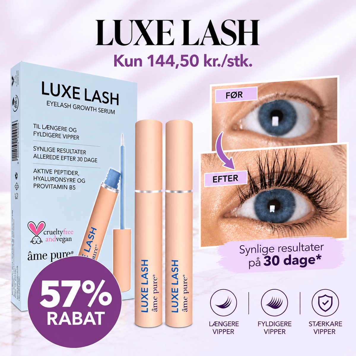 2 stk Luxe Lash Øjenvippeserum